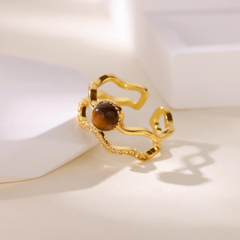 Fashion Design Sense Gold-plated Diamond Butterfly Love Open Copper Ring Women's Fashion Versatile Ring Hand Jewelry