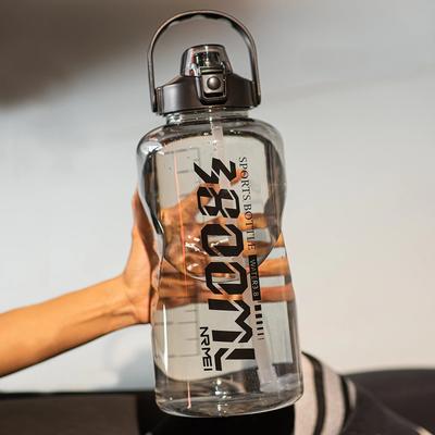 3.8L/2L/1.5L Gym Sports Bottles Water Cup Pc Material with Portable Straw Large Capacity Outdoor Anti-Fall Water Bottle for Men