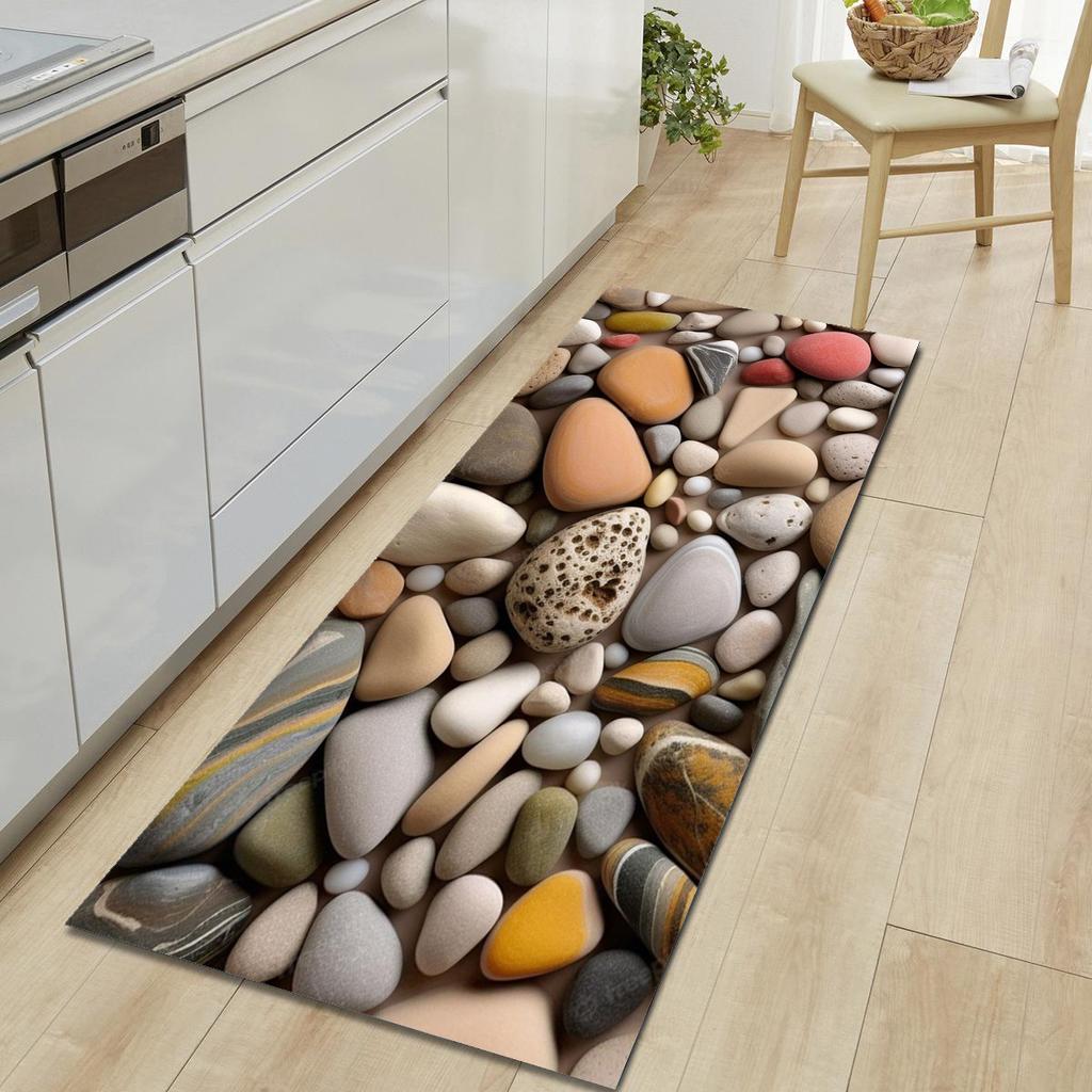 1Pcs Pebble Pattern Floor Mat Modern Kitchen Polyester Rug Non-Slip Colorful Indoor Carpet, For Home Bathroom Bedroom Living Room Decor