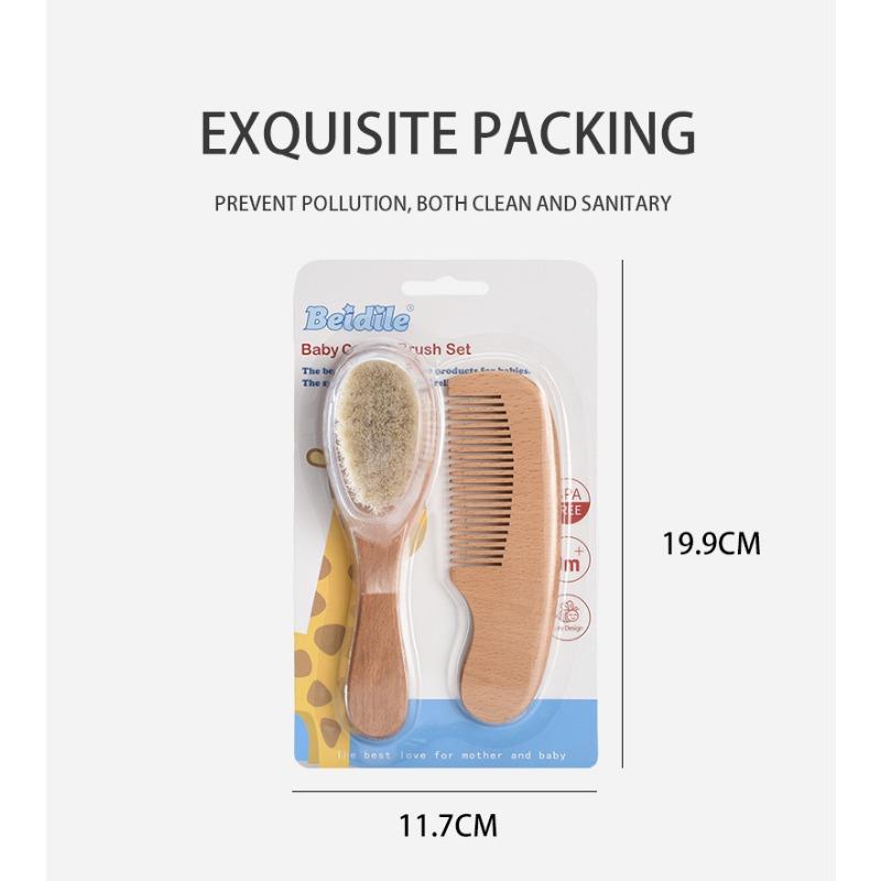 Babykammbürste Babypflegeset Kamm Buchenholz Weiche Bürste Reinigungskammbürste Sorgfältige Pflege kleiner Kinder zu Hause Immer den täglichen Bedarf dabei