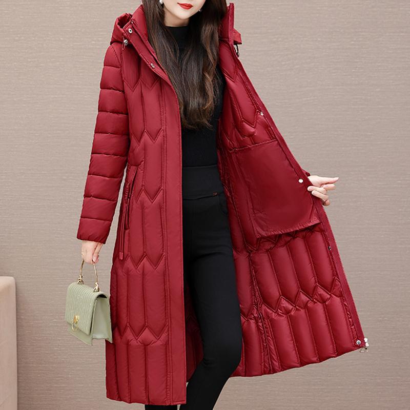 Fashion Middle Age Women's Winter Parka Hooded Casual Warm Long Coats Thick Women Jackets