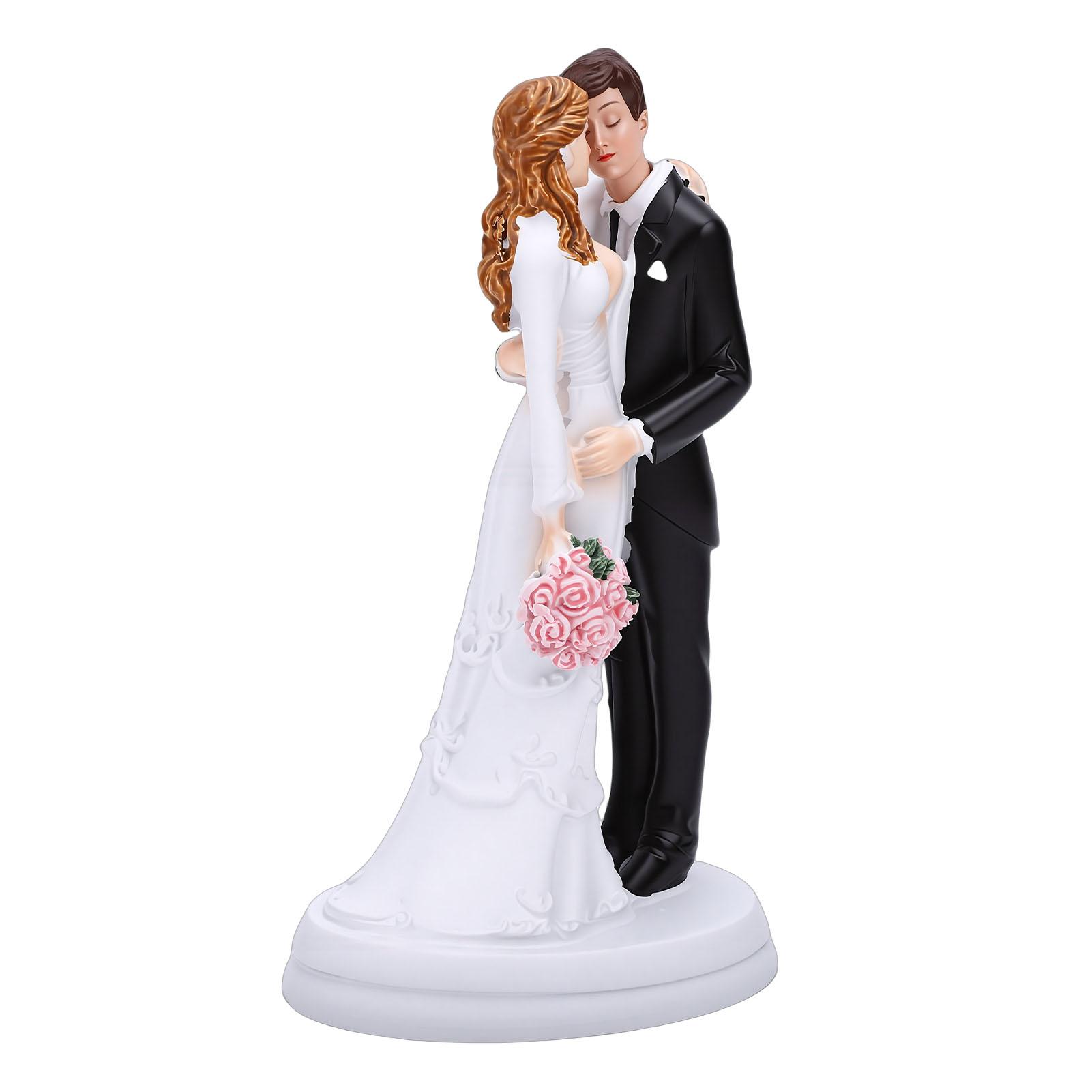 

Bride and Groom Cake Topper Resin Romantic Couple Figurine Wedding Cake Topper for Engagement Anniversary