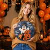 30cm Round Wooden Halloween Theme Door Sign Ghost Pumpkin Cat Party Wall Hanging Decoration for Home Indoor Outdoor Use