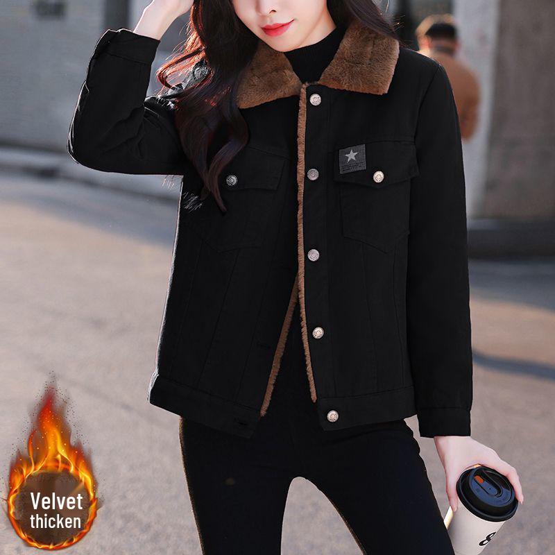 2025 Petite Women's Stylish Winter Short Jacket, Fleece-Lined, Thickened Cotton Coat