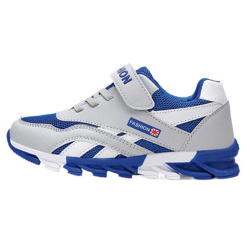 Boys' sports shoes 2025 spring and autumn new mesh breathable fashion leather surface middle and older children's students soft-soled running sho