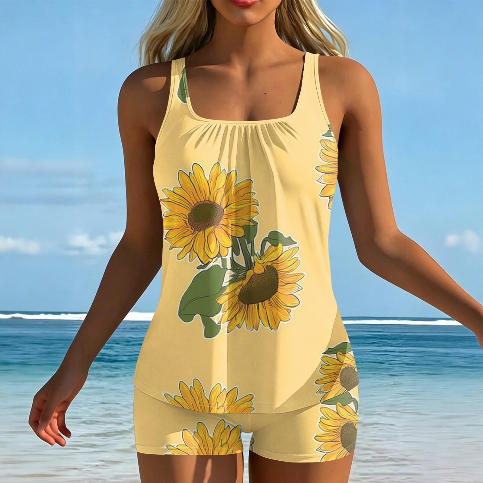 Women s Printed Split Swimsuit Sport Swimsuit Two-Piece Set L