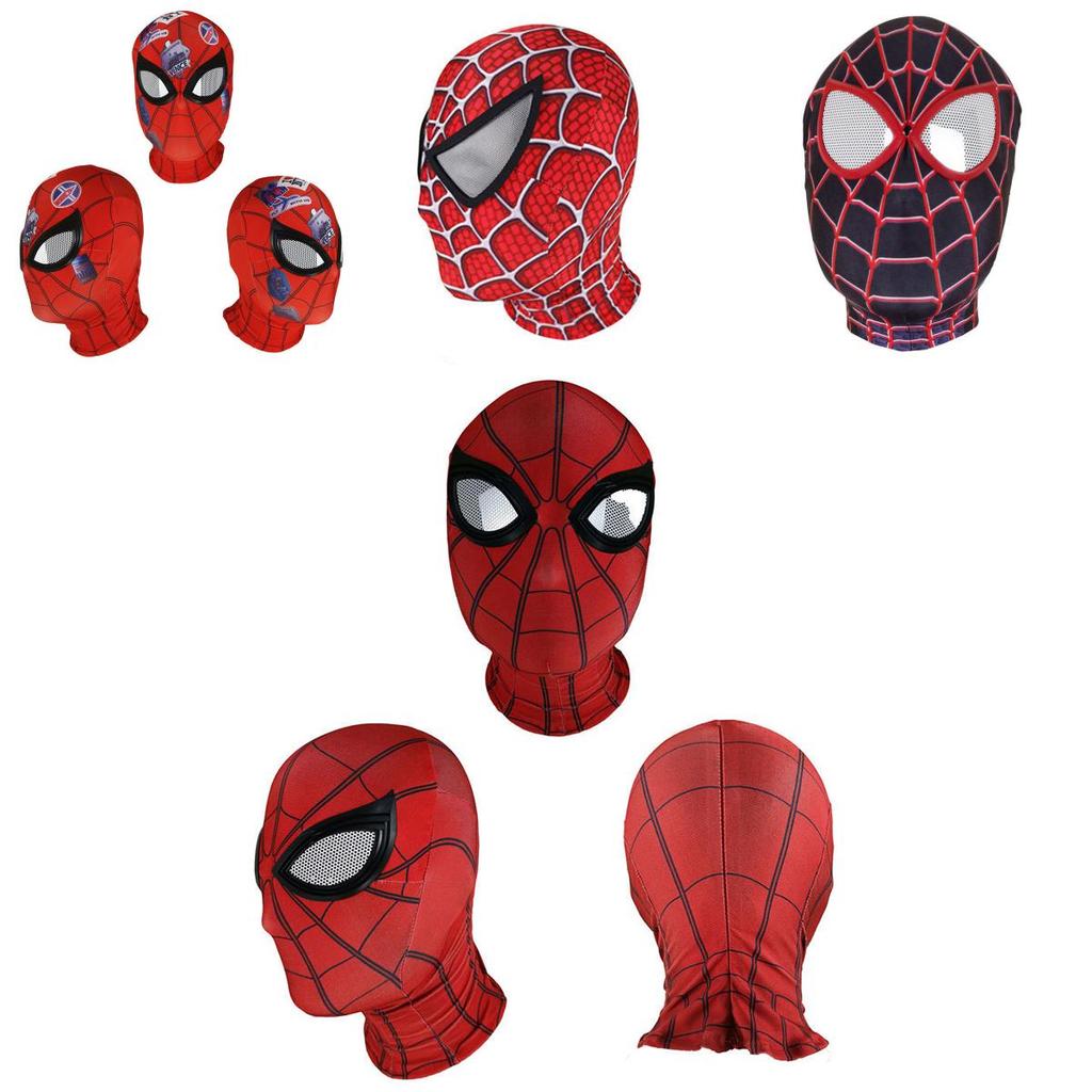 Spiderman Miles Morales Elastic Mask Headcover Costume For Adult Cosplay Enthusiasts