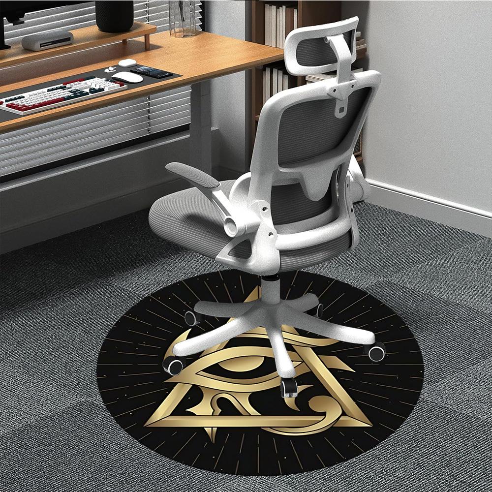 1pc Eye Pyramid Office Round Area Rug,  Mat Suitable For Office, Under Office Chairs Bedroom Living Room Home Decor, Room Deco