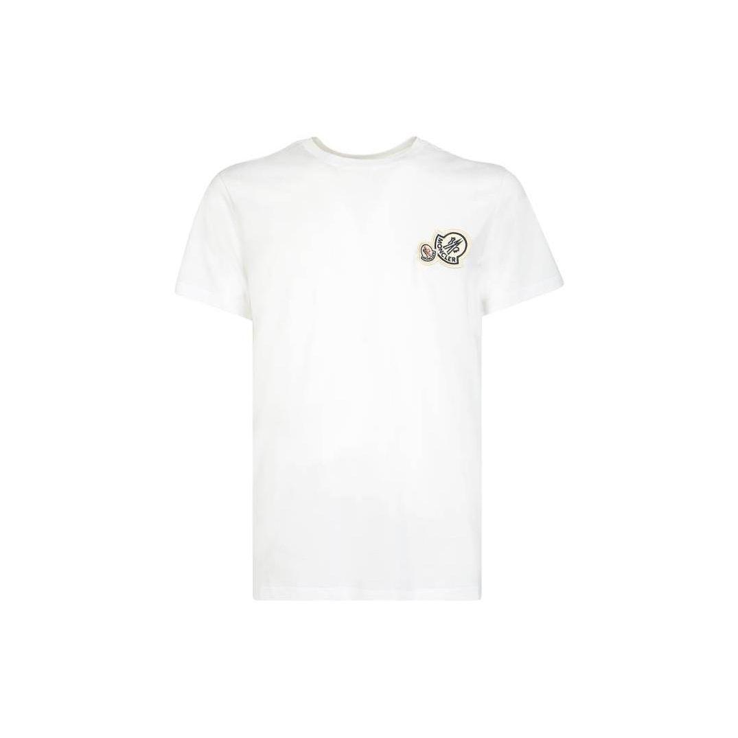 Moncler FW22 Logo Print Effen Kleur Ronde Hals Korte Mouw T-shirt Heren Tops Wit 8C000268390Y001 XL