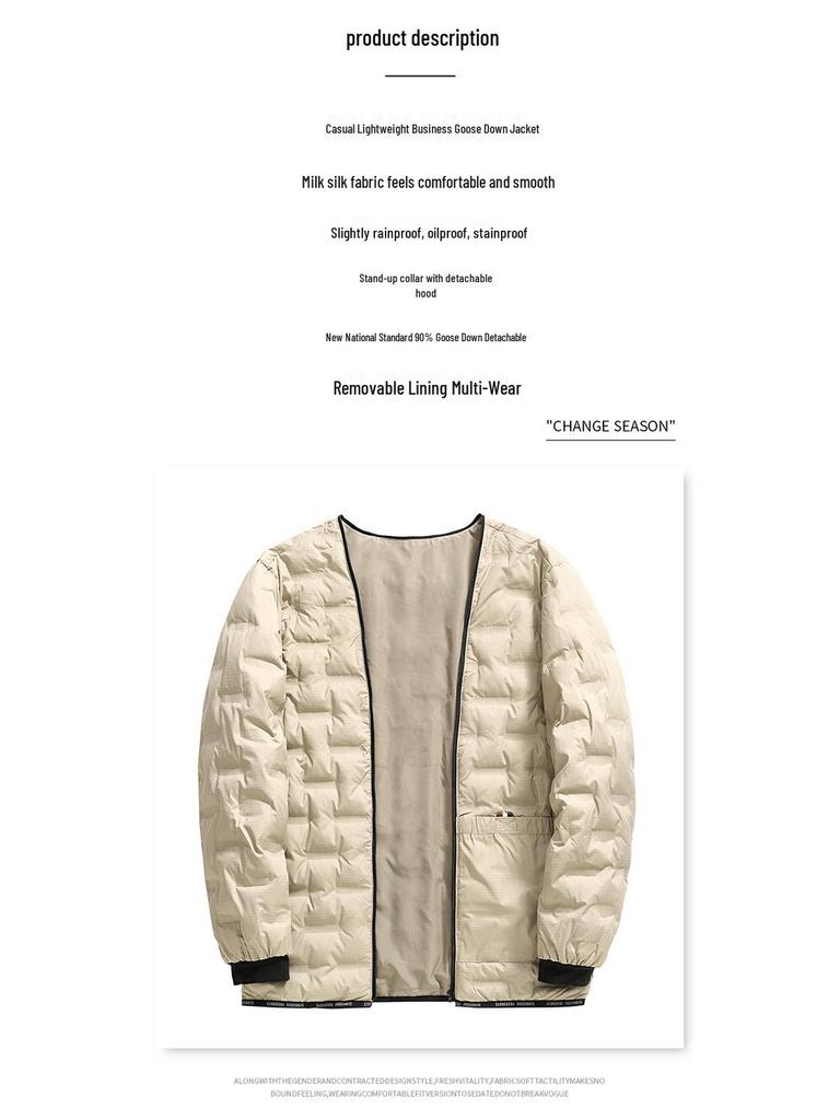 Herren Mittellange Kapuzenjacke aus Gänsedaunen - Neuer Stil, Verdickt, Abnehmbar, Warme Winter Business Casual Oberbekleidung