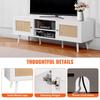 Rattan TV Stand for 65" TV Boho TV Stand with Build-in Socket White