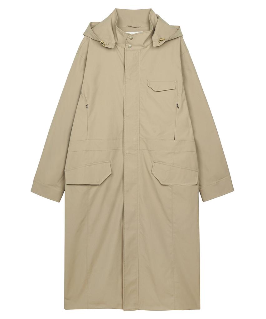 Yiyae Detachable Hood Long Cover Coat Beige