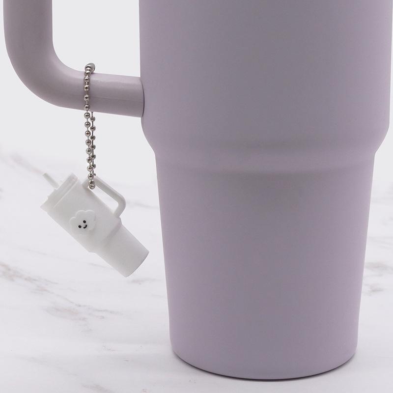Popular Soft Rubber Stanley Cup Pendant Keychain - Creative Milk Tea Cup Keyring Available