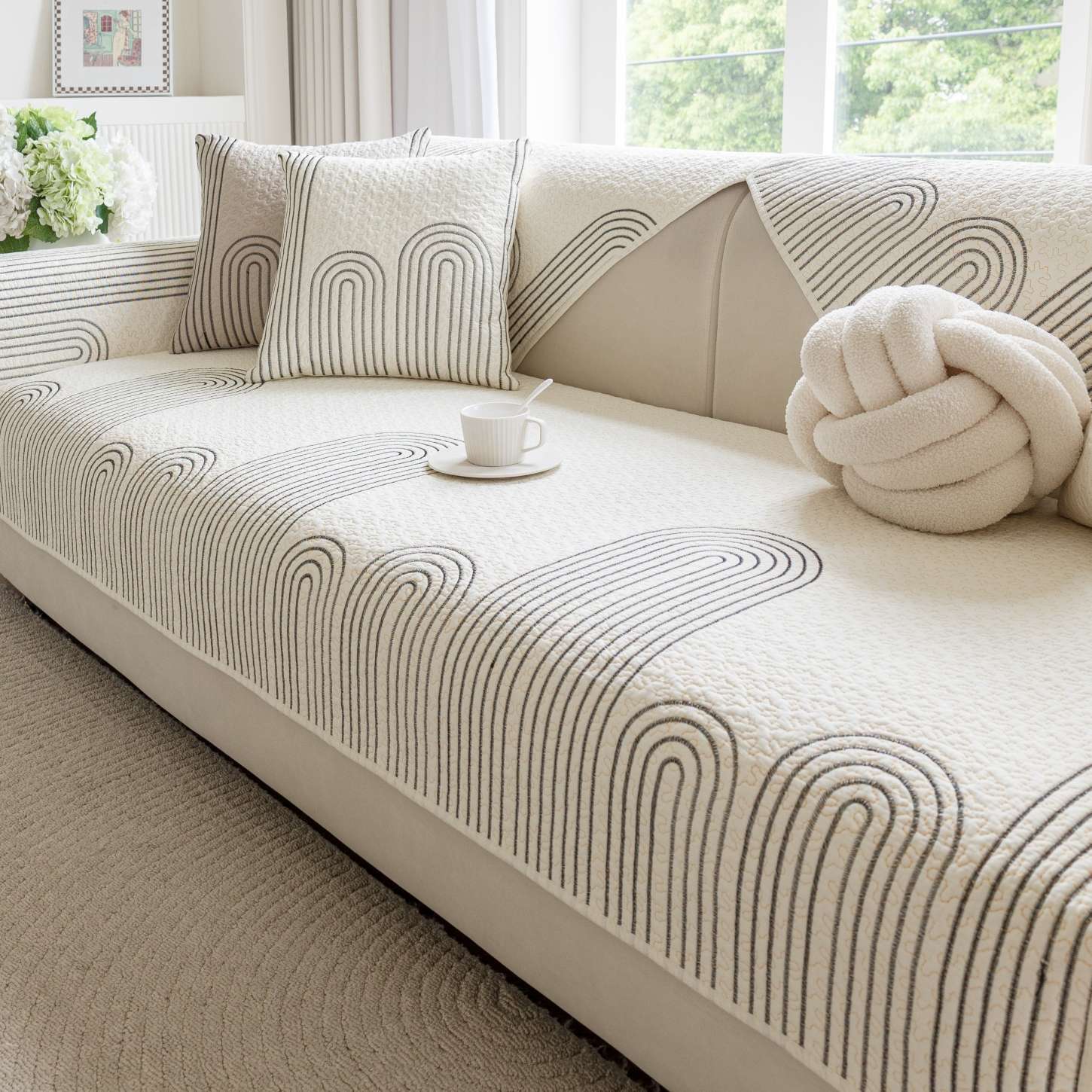 

Премиальная подушка для прямого дивана, универсальная для всех сезонов, новинка 2025 года, тканевый чехол для дивана, специальная нескользящая подушка для кожаного дивана 110 * 210Cm (three people)