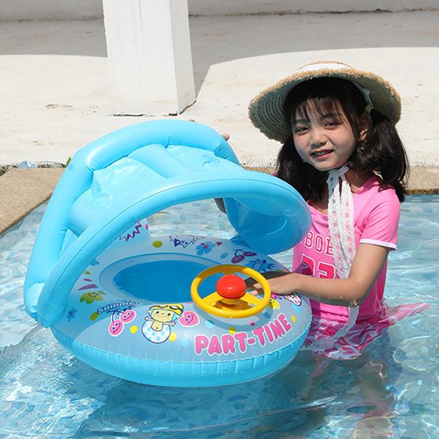 Multi Inflatable Floting Row Baby Infant Float Pool Swimming Ring with Sunshade Floating Seat Beach Party Pool Piscina