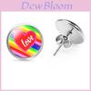 Elegant Rainbow Flag Theme Metal Stud Earrings Simple And Stylish Design 2022