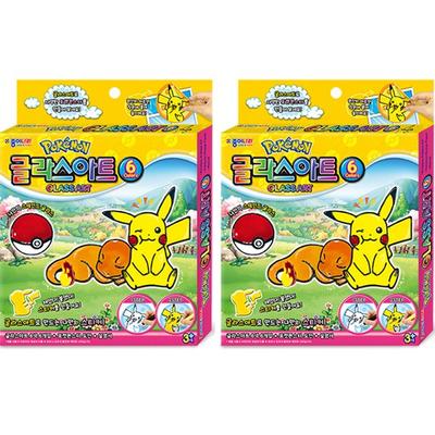 Paper Kingdom Pokemon Glass Art 10.5ml X 6 Colors, 2 Sets, Mixed Colors Korean Popular Toys