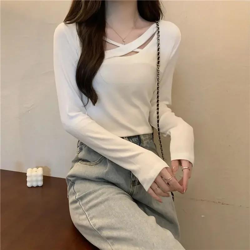 

Футболка с длинным рукавом Heart Machine Design Sensibility, женская, популярная в Интернете, красная, уникальный, специальный, базовый слой M белый