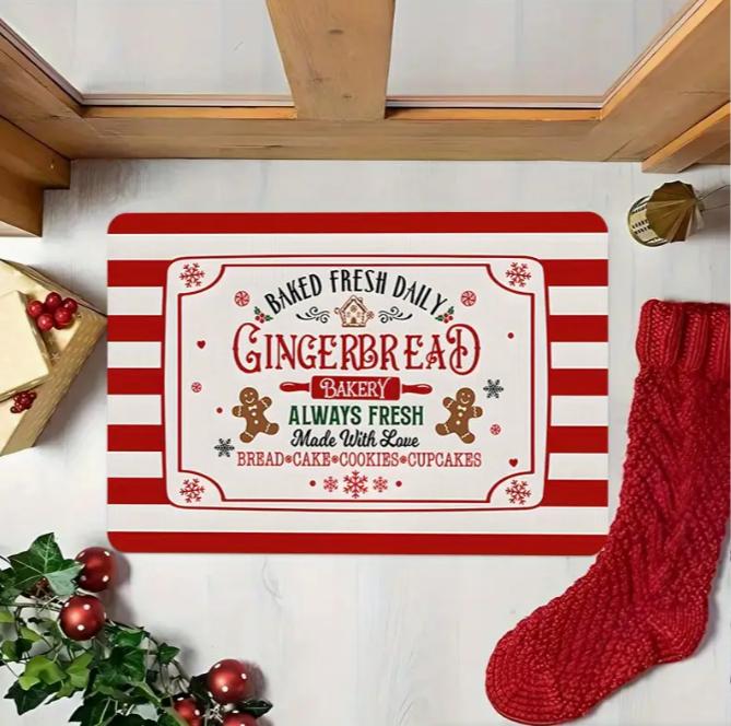 1 Feiertags-Weihnachtsmann-Gnom Willkommensfußmatte mit Schneeflocken- und Geschenkdesign für Innendekorationsteppich