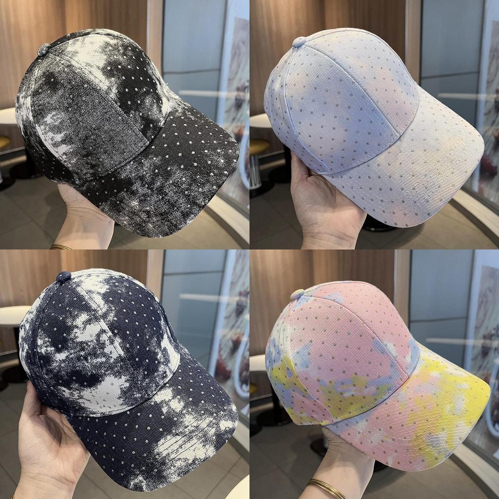Cotton Baseball Cap With Tiedye Pattern And Sun Protection For Casual Summer Wear