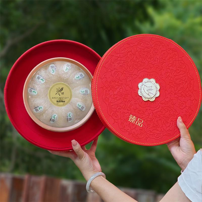 Traceable Bird's Nest Leather and Acrylic Gift Box, 100g/250g Capacity, Empty Packaging Box