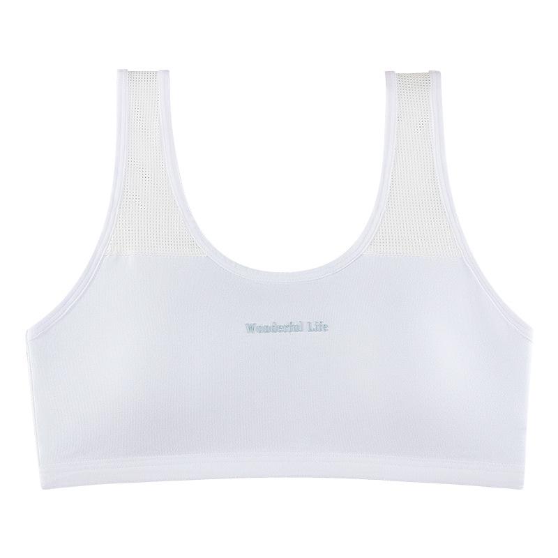 Girls' Pure Cotton Mesh Bra with Fixed Pads