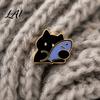 Alloy Badge Pin Holding Fish Cartoon Cat Brooch Enamel Kitten Pin Scarves Decorative Animal Clothing Accessories for Backpacks Hats Jackets Brooch