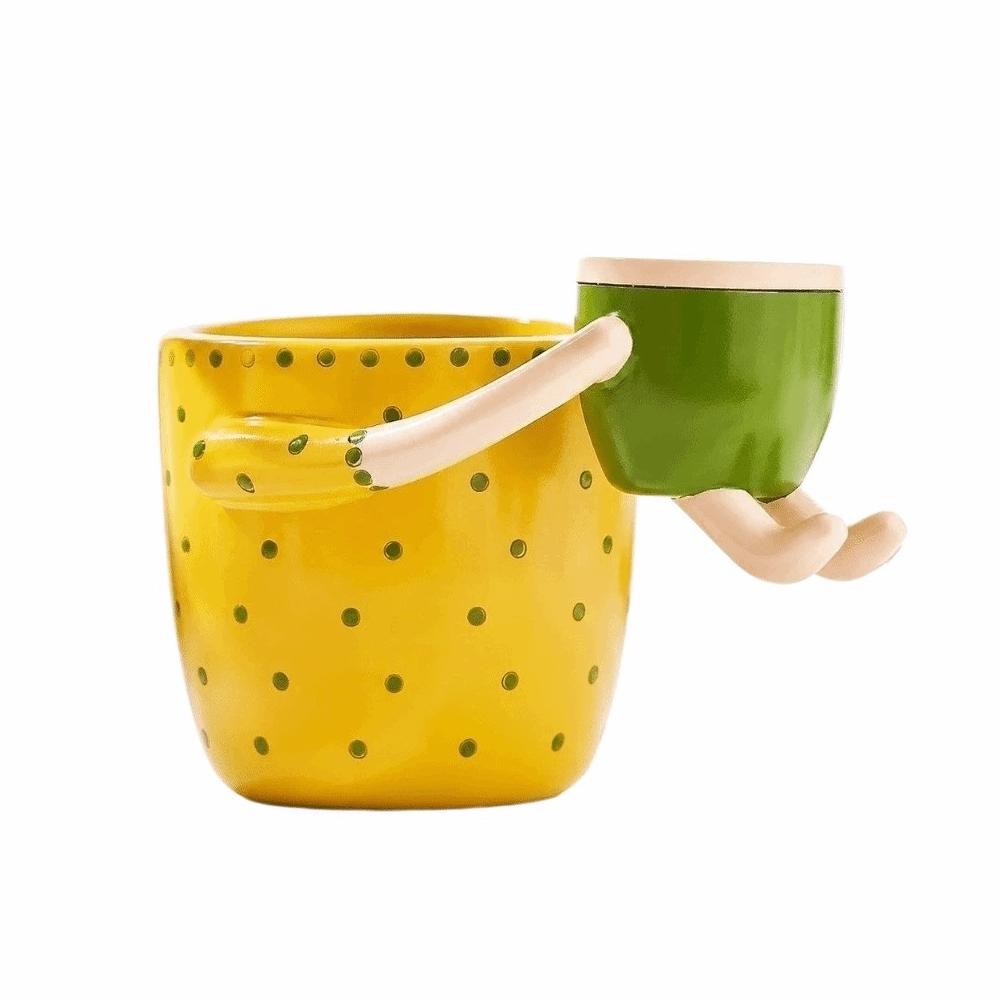 

Resin Succulent Plants Vase with Drainage Holes Flower Pot Parent-child Flowerpot Home Decoration Yellow
