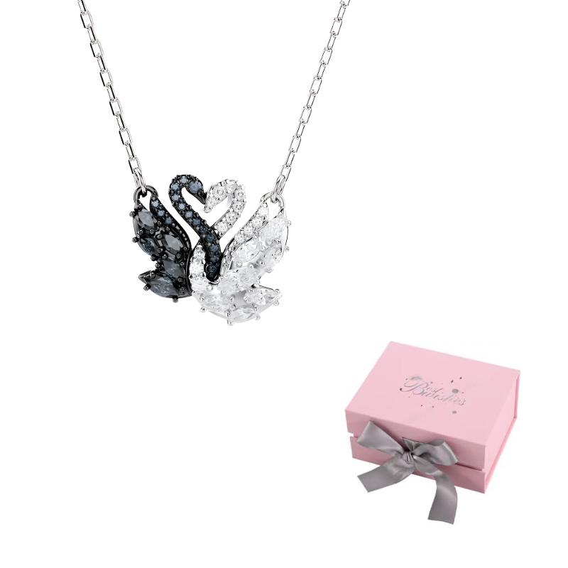 Swarovski Swan Pendant Necklace F-Pink bow gift box
