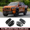For Mitsubishi Triton /L200 2024 ABS Carbon Fiber Look   Side Door Mirror Rear View Rearview Trim Car Cover External Accessories