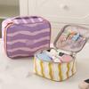 Striped Travel Cosmetic Pouch Large Capacity Wash Bag Makeup Organizer Striped Makeup Bag Travel