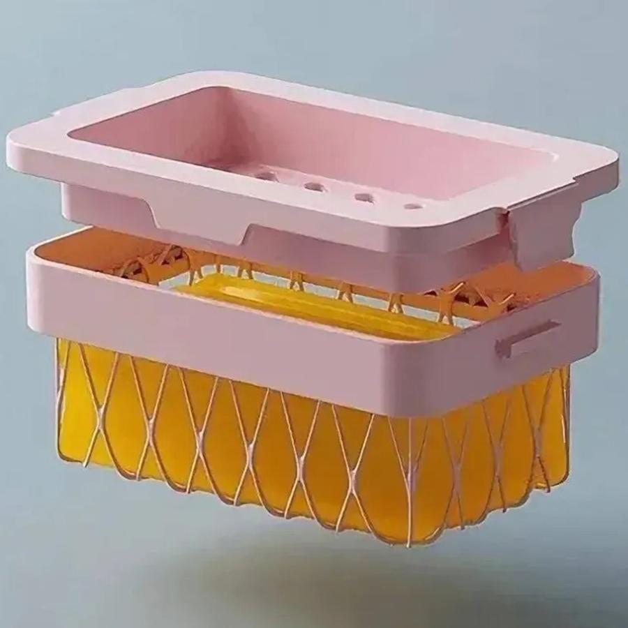 2in1 Anti-shedding Soap Storage Box with Mesh Surface Bathroom Drain Storage Box Convenient Daily Clothing Cleaning Accessories