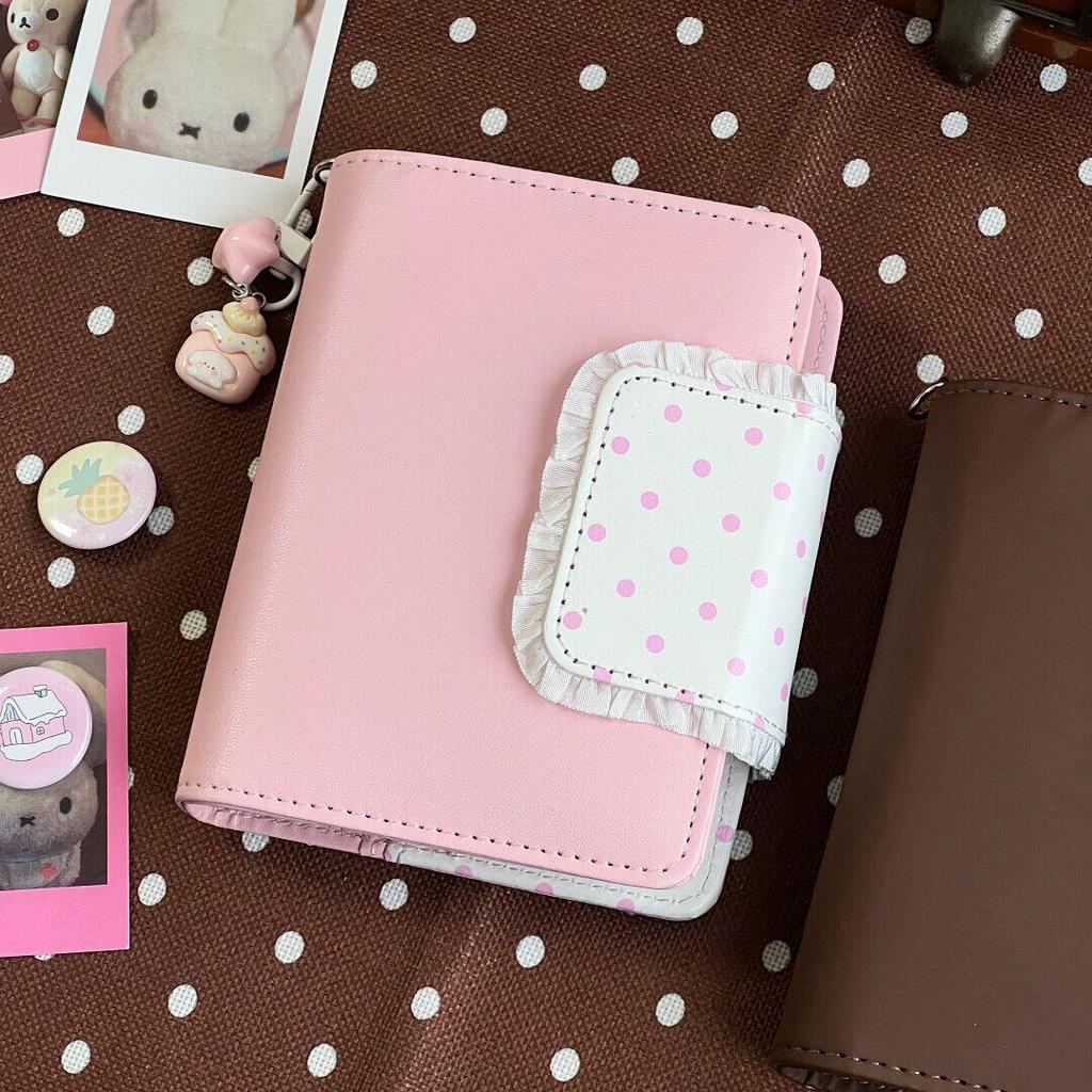 Cute Lace Polka Dot M5 Loose-Leaf Binder – Refillable Planner Journal, Kawaii Ins Style Notebook for School & Daily Notes