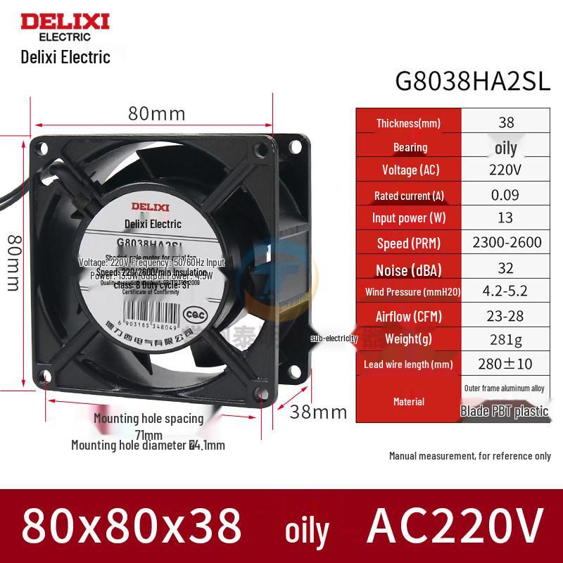 Delixi Axiallüfter 220V für Industrieschränke und Schweißmaschinen, 24V DC Kühlventilator.
