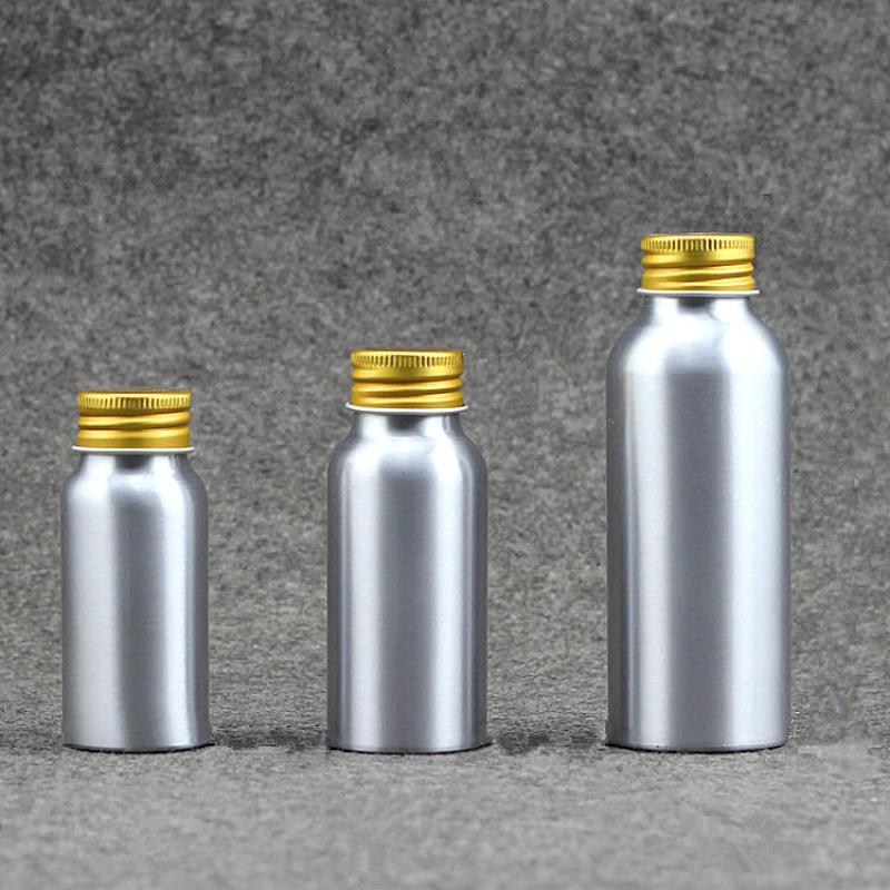 Parfüm Kosmetik Toner Wasserflasche Reise Tragbar Nachfüllbare Flasche 50ml-250ml Goldene Aluminiumflasche Mit Schraubverschluss