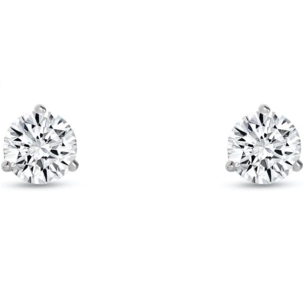 Jewels Prim 1/2 Ct Round Cut Created Diamond Earrings Studs Real 14K White Gold Martini Push