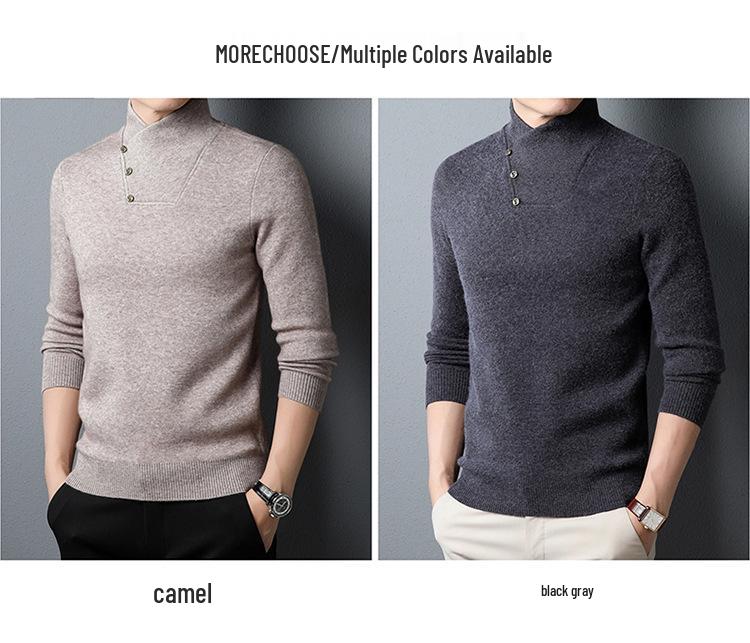 2025 Men's Winter Korean Style Thick Knit Half-High Neck Sweater
