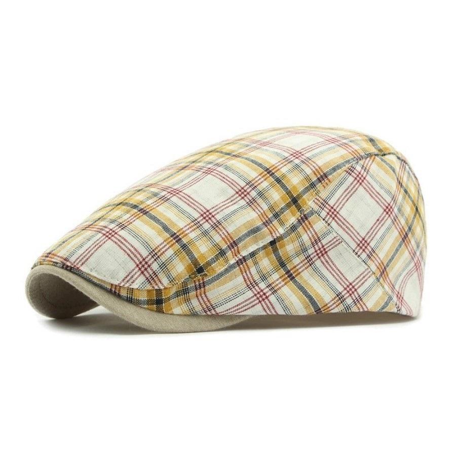 Sun Hat Summer Breathable Beret Cap Plaid Bright Check Beret Hat Outdoor Sun Protection Men's Women's Dad Hat Forward Cap Visor