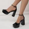 MEI OI High-heeled Mary Jane Shoes Women's New Summer One-word with Thick-soled Waterproof Table High Heels Heightened Thick Heel