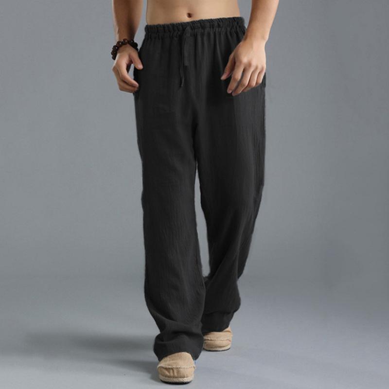 2023 European and American Men's Oversized Casual Pants Linen Breathable Sports Pants Men's