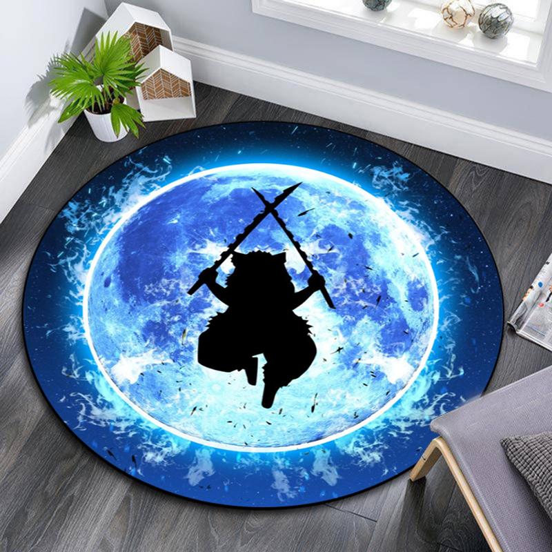 Tappeto Rotondo con Stampa Cartoon, Tappeto per Soggiorno Camera da Letto Divano Sala Giochi Decorazione, Tappetino Antiscivolo