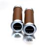 Nakira Motorcycle Grip with Bar End Handle Custom Aluminum Leather 22.2mm (Brown)