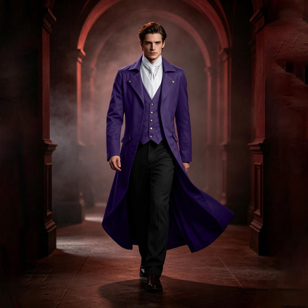 Men's Gothic Steampunk Tailcoat Jacket Black Halloween Costume