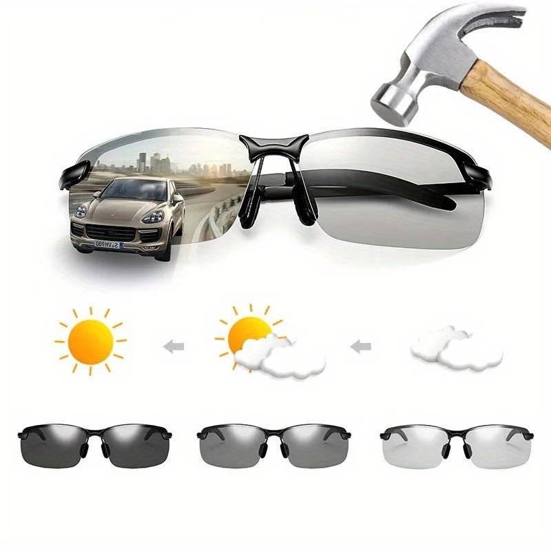 1pc Photochromic Sunglasses Fashion Classic Men Square Driving Goggles Polarized Day Night Chameleon Glasses