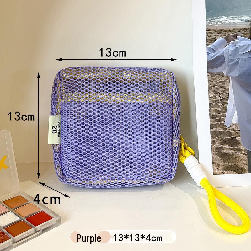 Dopamine Mesh Tofu Bag - Women's Large-Capacity Cosmetic Case & Mini Coin Purse