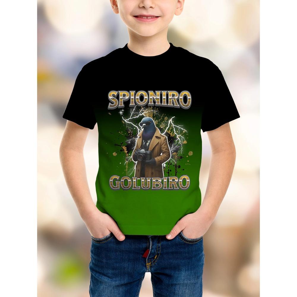 

Children Clothes T-shirts Fashion TungTungTung Sahur Bombardiro Crocodilo Kids Cartoon Tees Suit Boys Anime Ai Game Short Sleeve 140