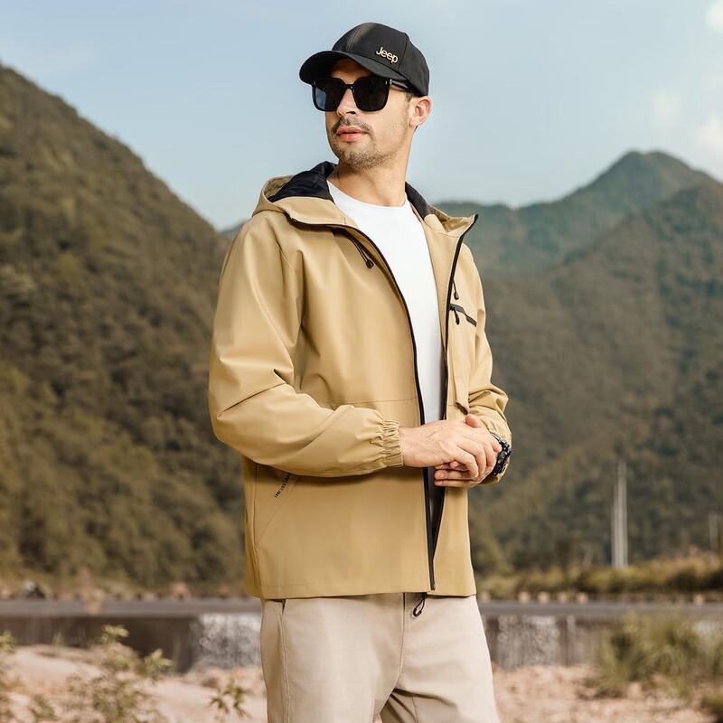 JEEP Men's Spring Autumn Detachable Hood Hiking Jacket