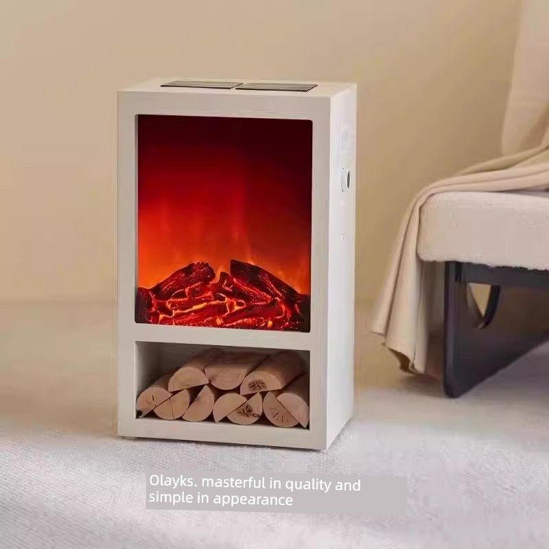 

Olayks Instant Sun-Like Heater for Home Use, New Type of Electric Heater, Simulated Flame Solid Wood Electric Fireplace New Solid Wood - Ceramic White