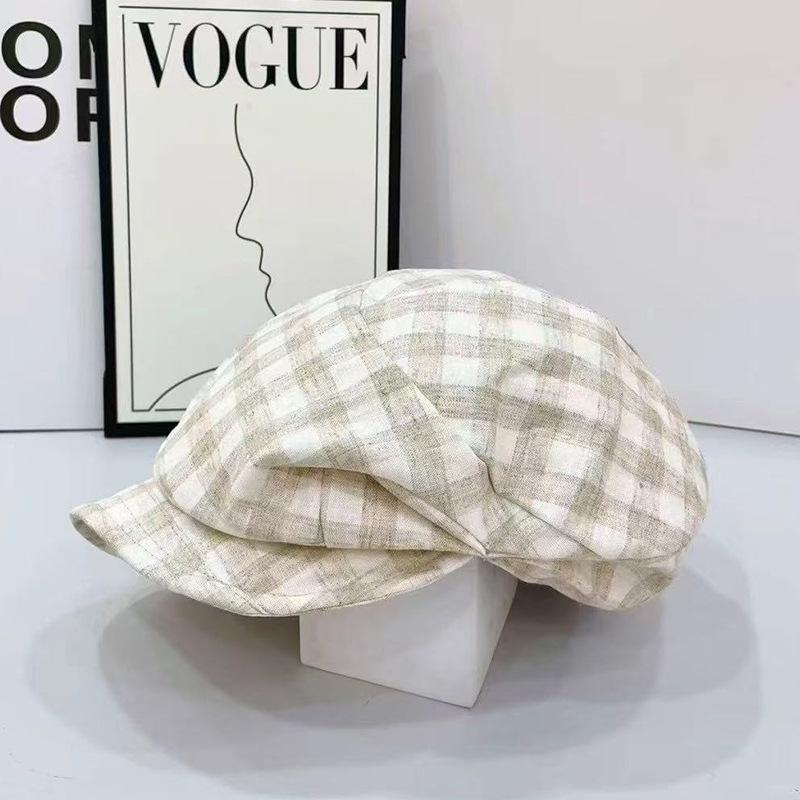 New linen plaid series high-quality trendy summer classic versatile casual shopping visor