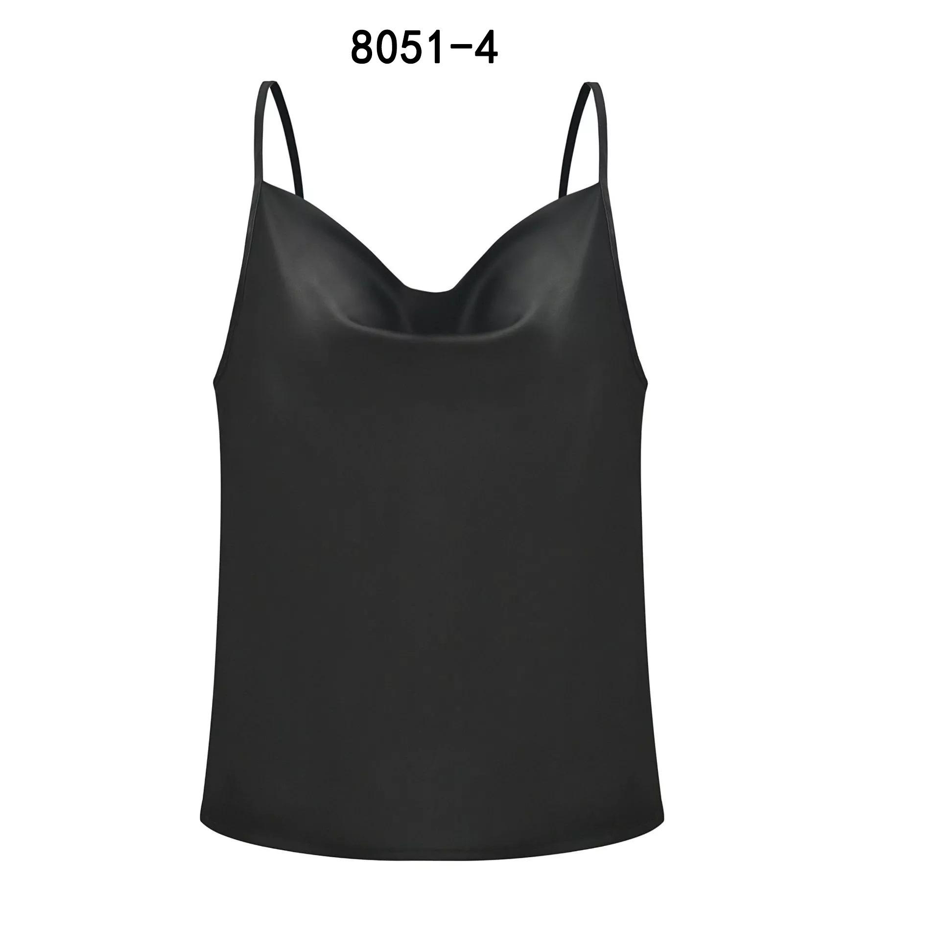 2025 Women s Solid Color Spaghetti Strap Camisole Top Medium чёрный